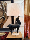 Large Black Terra Cotta Tang Horse Lamp